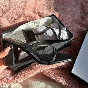 criss cross heeled mules